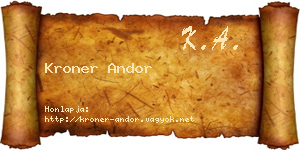 Kroner Andor névjegykártya